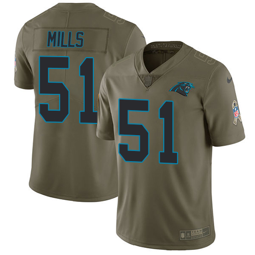Nike Panthers #51 Sam Mills Olive Men's Stitched NFL Limited Salute To Service Jersey